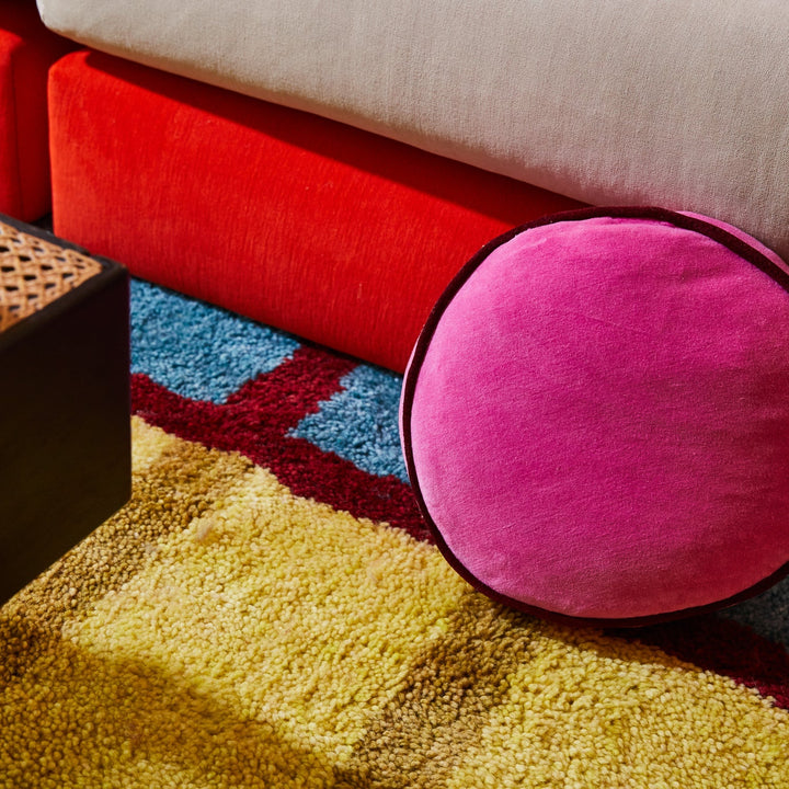 Castilo Round Velvet Cushion - Fuchsia - Stanleyandstone