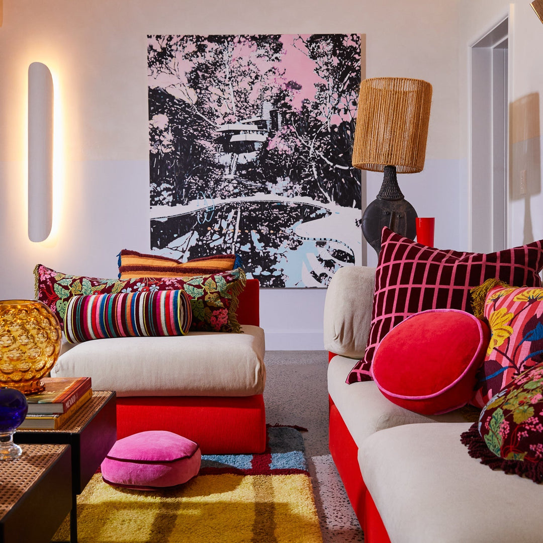 Castilo Round Velvet Cushion - Fuchsia - Stanleyandstone