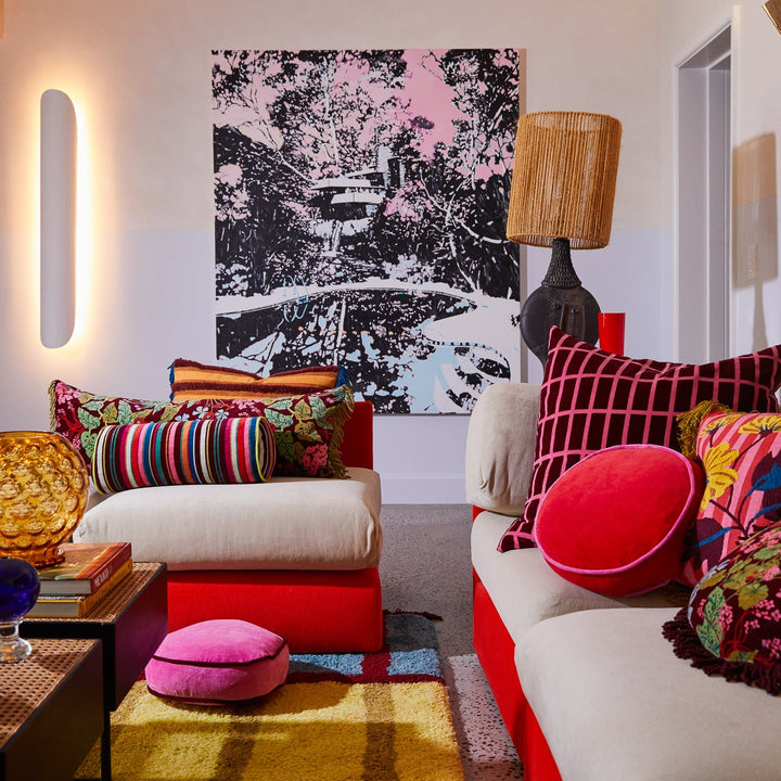 Castilo Round Velvet Cushion - Fuchsia - Stanleyandstone