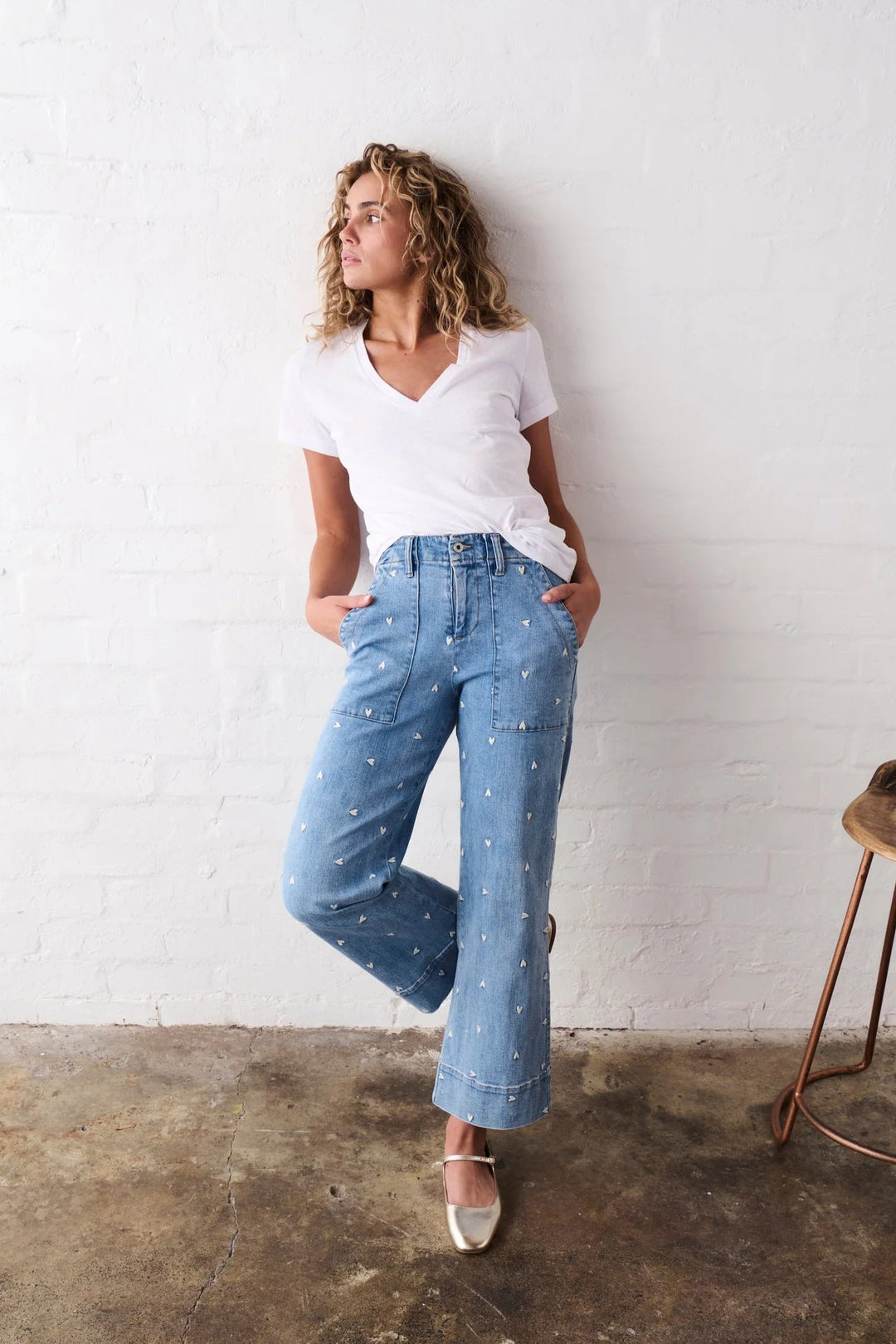 Celeste Pant | Heart - 70s Blue JEANS Kireina