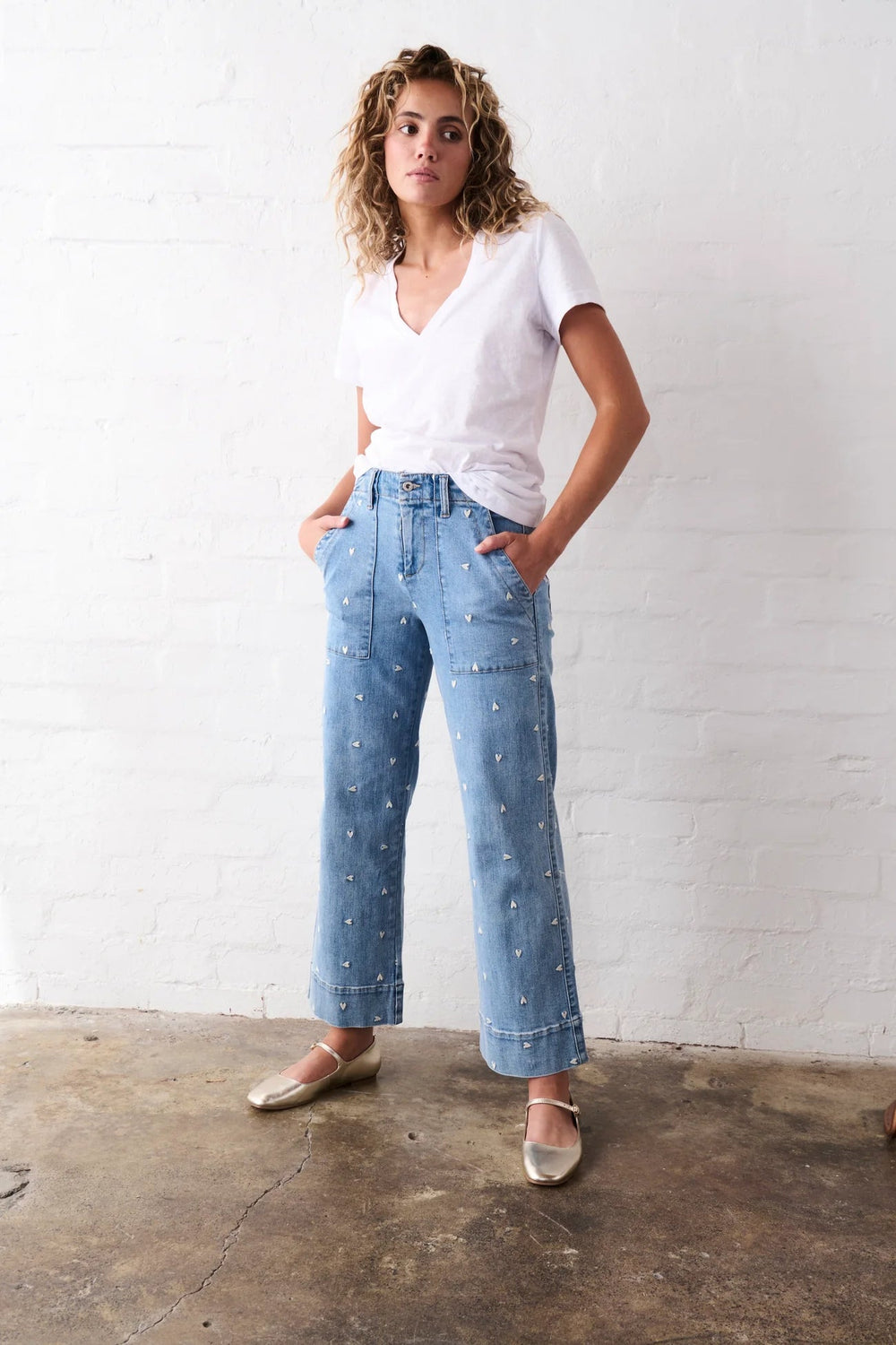 Celeste Pant | Heart - 70s Blue JEANS Kireina