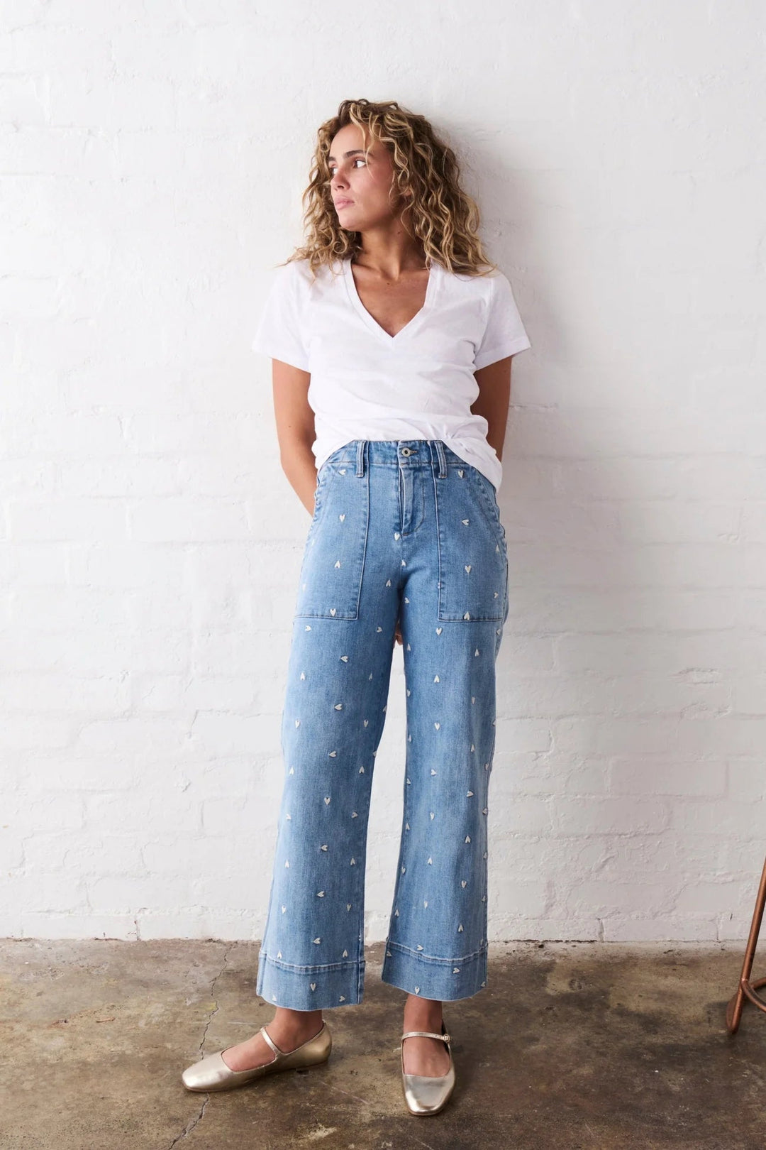 Celeste Pant | Heart - 70s Blue JEANS Kireina