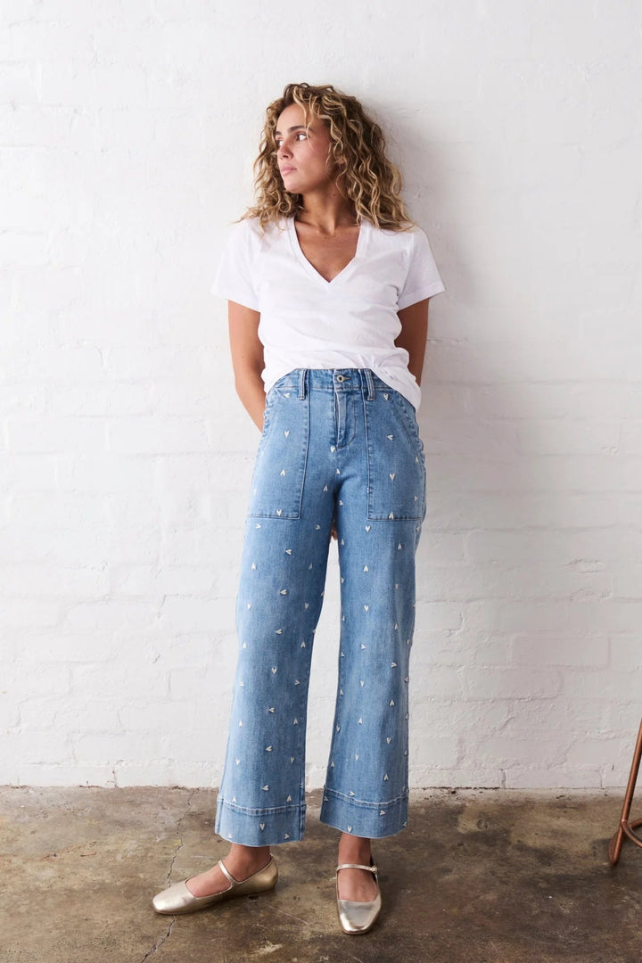 Celeste Pant | Heart - 70s Blue JEANS Kireina