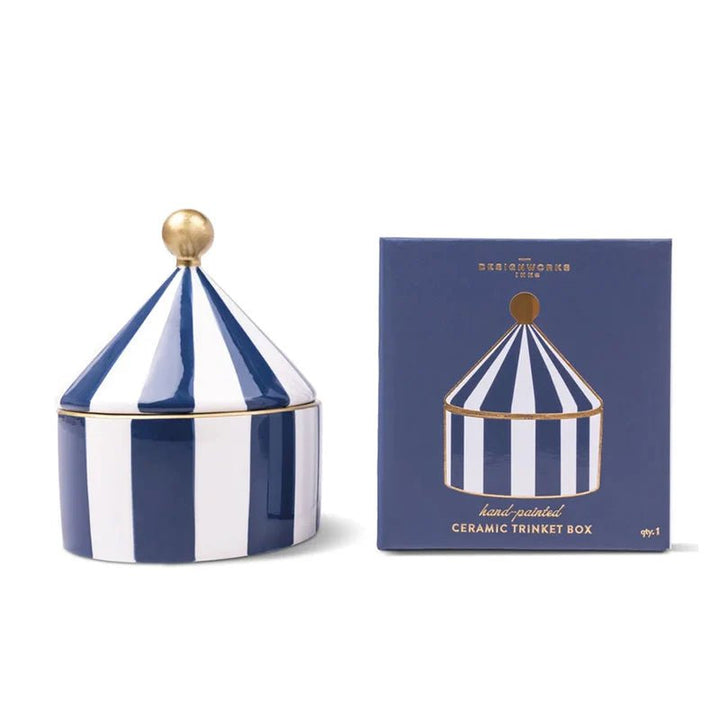 Ceramic Trinket box - navy stripe Here&