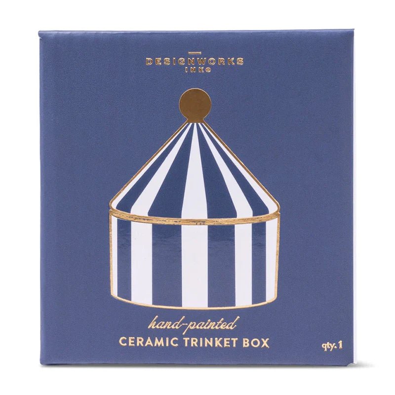 Ceramic Trinket box - navy stripe Here&