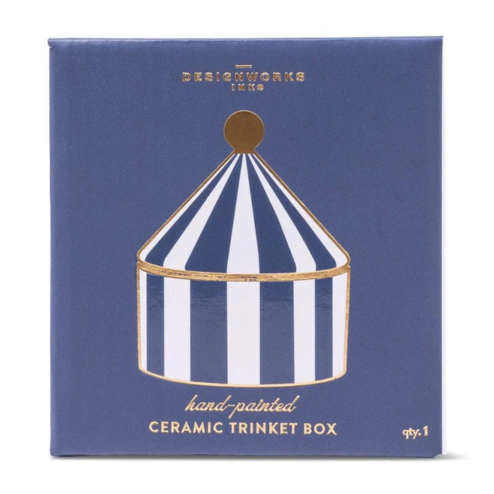 Ceramic Trinket box - navy stripe Here&