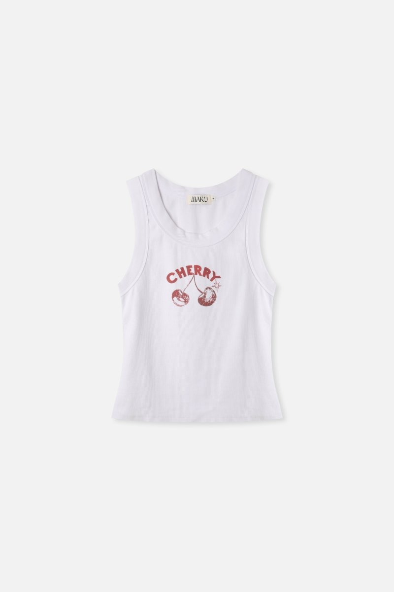 Cherry Rib Tank Tee shirt MAKU THE LABEL Bright White 6 Fitted