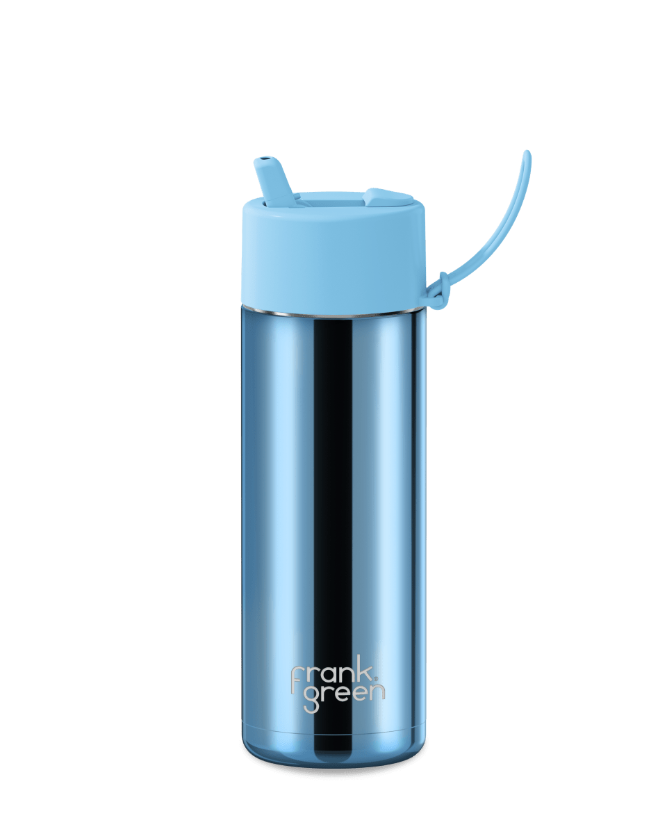 Chrome Ceramic Reusable Bottle - 20oz / 595ml - limited edition Drink Bottles Frank Green Chrome Light Blue / Sky Blue