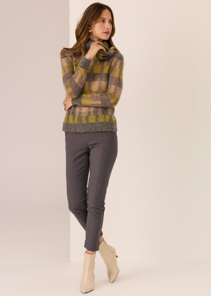 Ciara Stripe Knit scarf - Lime / Char / Camel scarf POL