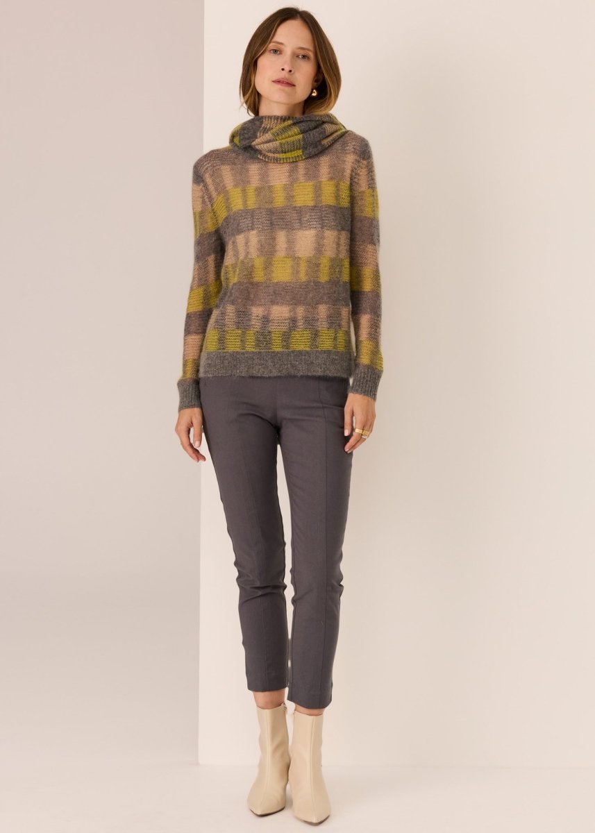 Ciara Stripe Knit scarf - Lime / Char / Camel scarf POL