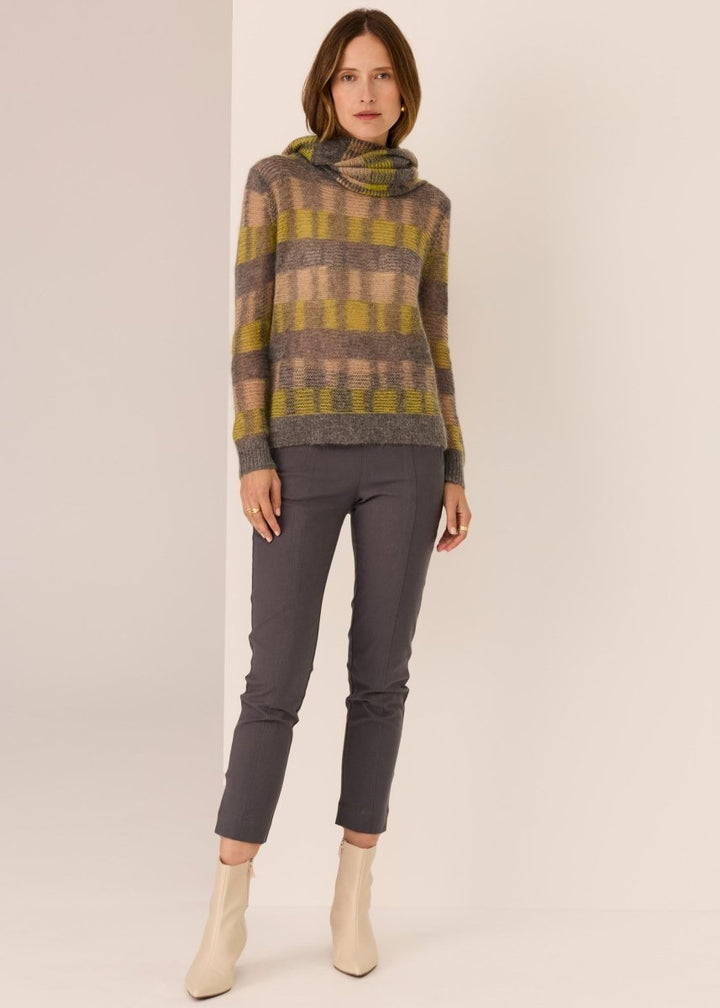 Ciara Stripe Knit scarf - Lime / Char / Camel scarf POL