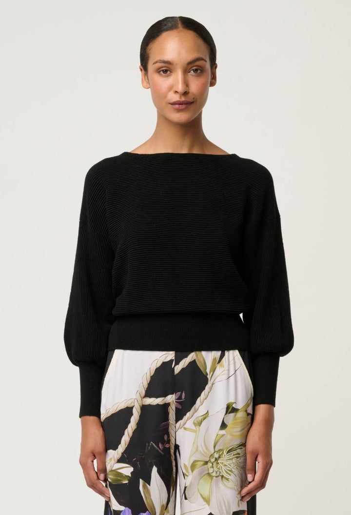 Clarissa Merino Wool Blend Reversible Knit Top in Black jumper Once Was