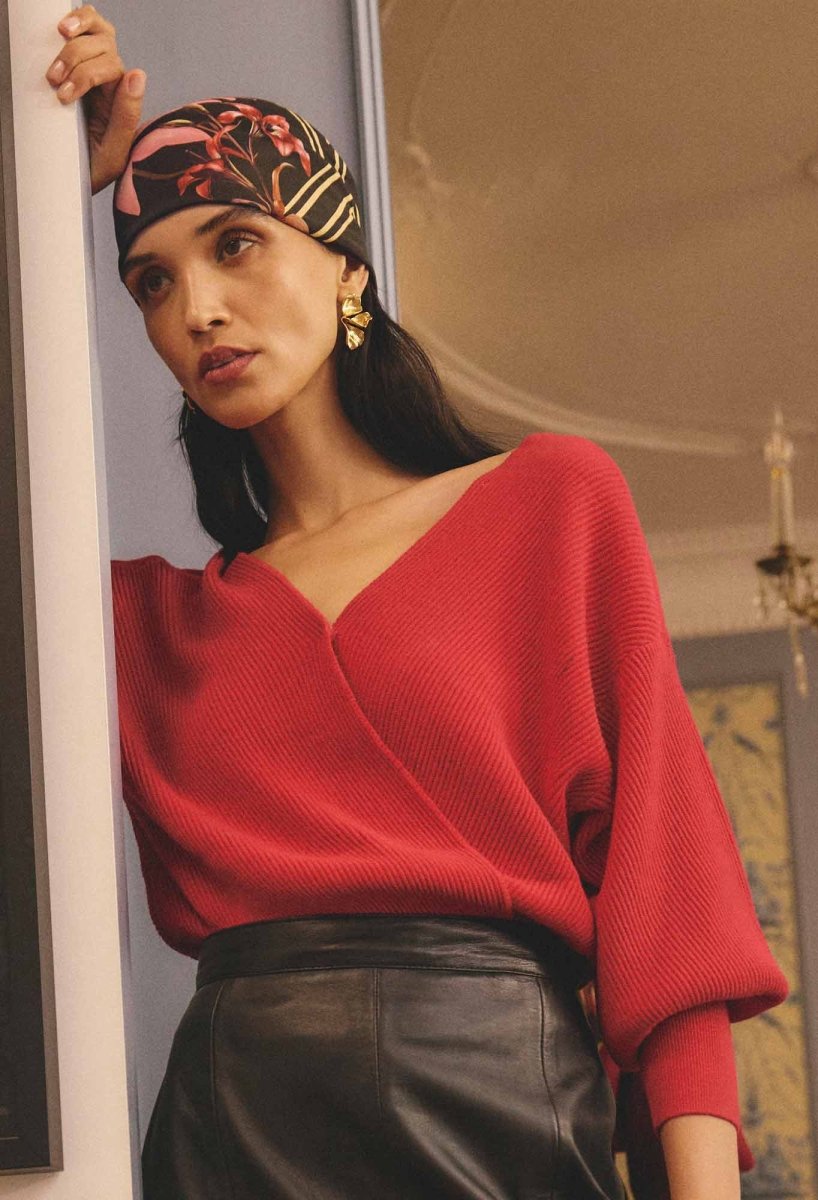 Clarissa Merino Wool Reversible Knit Top in Rouge Once Was