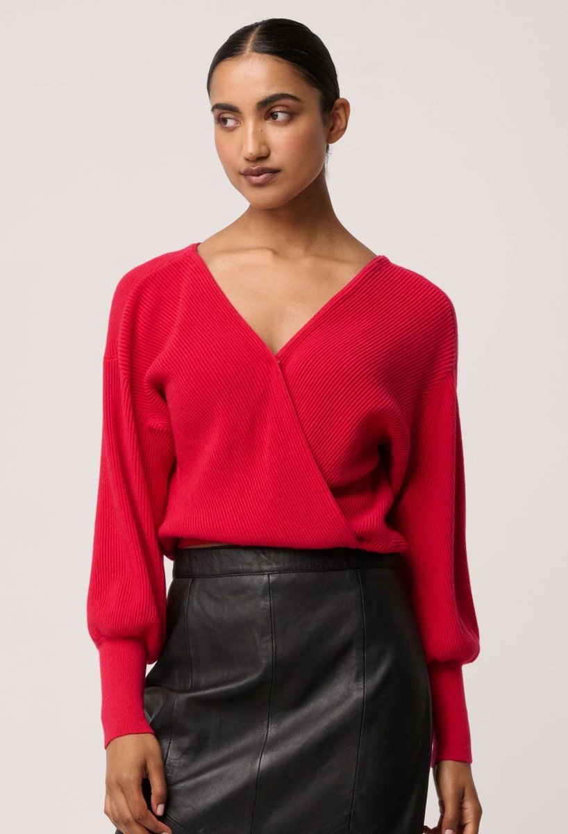 Clarissa Merino Wool Reversible Knit Top in Rouge Once Was