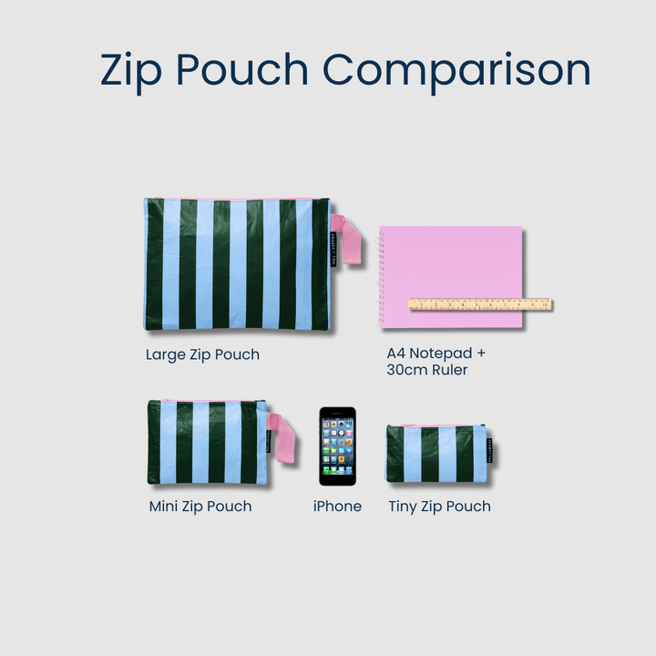 Clear Zip Pouch Bundle (x3 sizes) – Green - Stanleyandstone