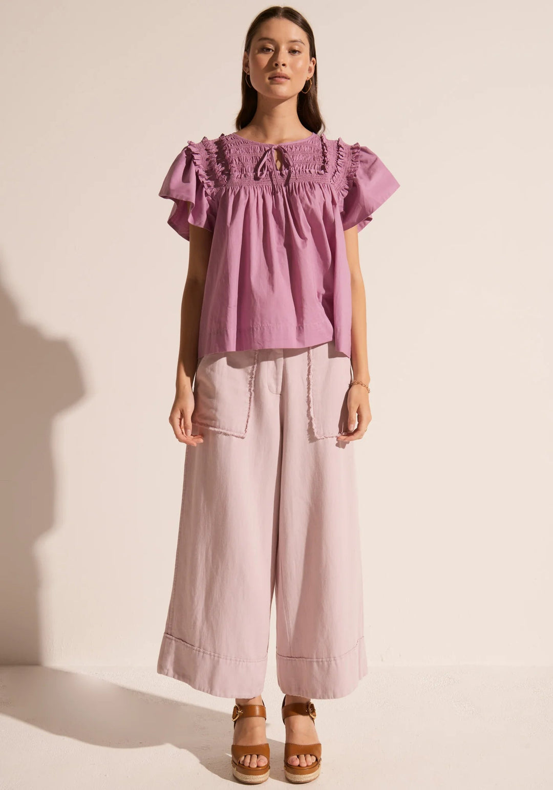 Clover Ruffle Top Magenta Tops POL