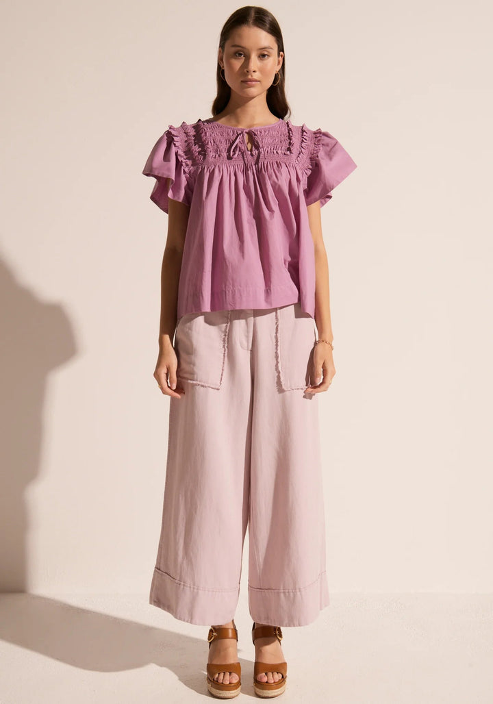 Clover Ruffle Top Magenta Tops POL