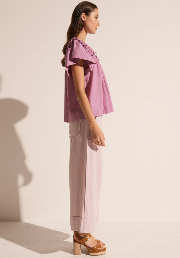 Clover Ruffle Top Magenta Tops POL