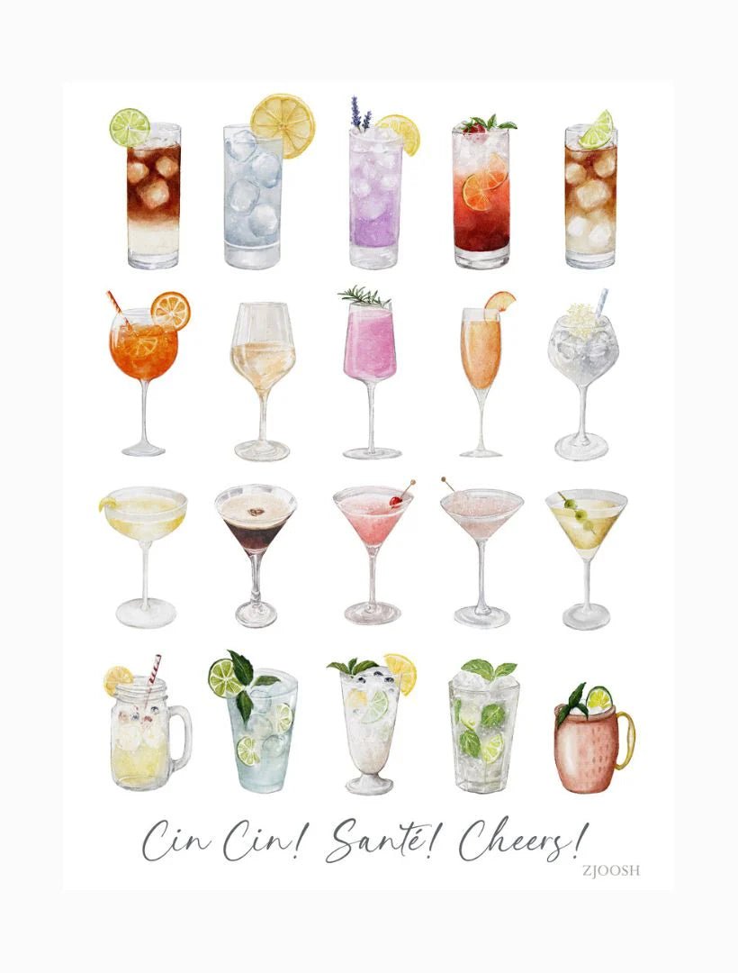 Cocktails Tea Towel Tea Towel zjoosh