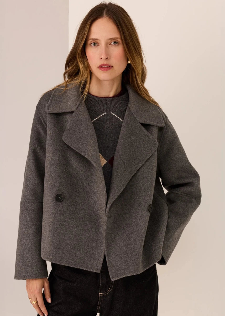 Cohen Cropped Wool Coat - Charcoal Coats & Jackets POL