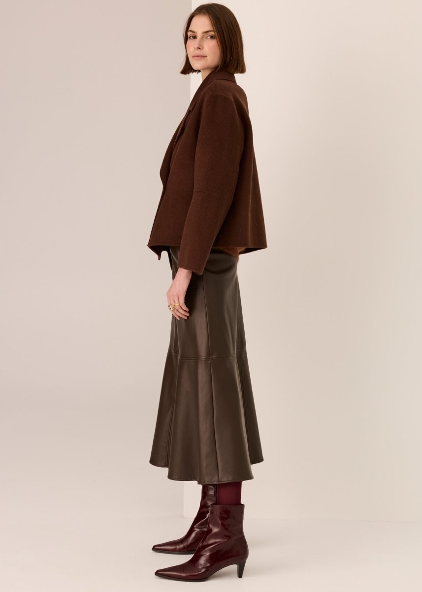 Cohen Cropped Wool Coat - Walnut POL