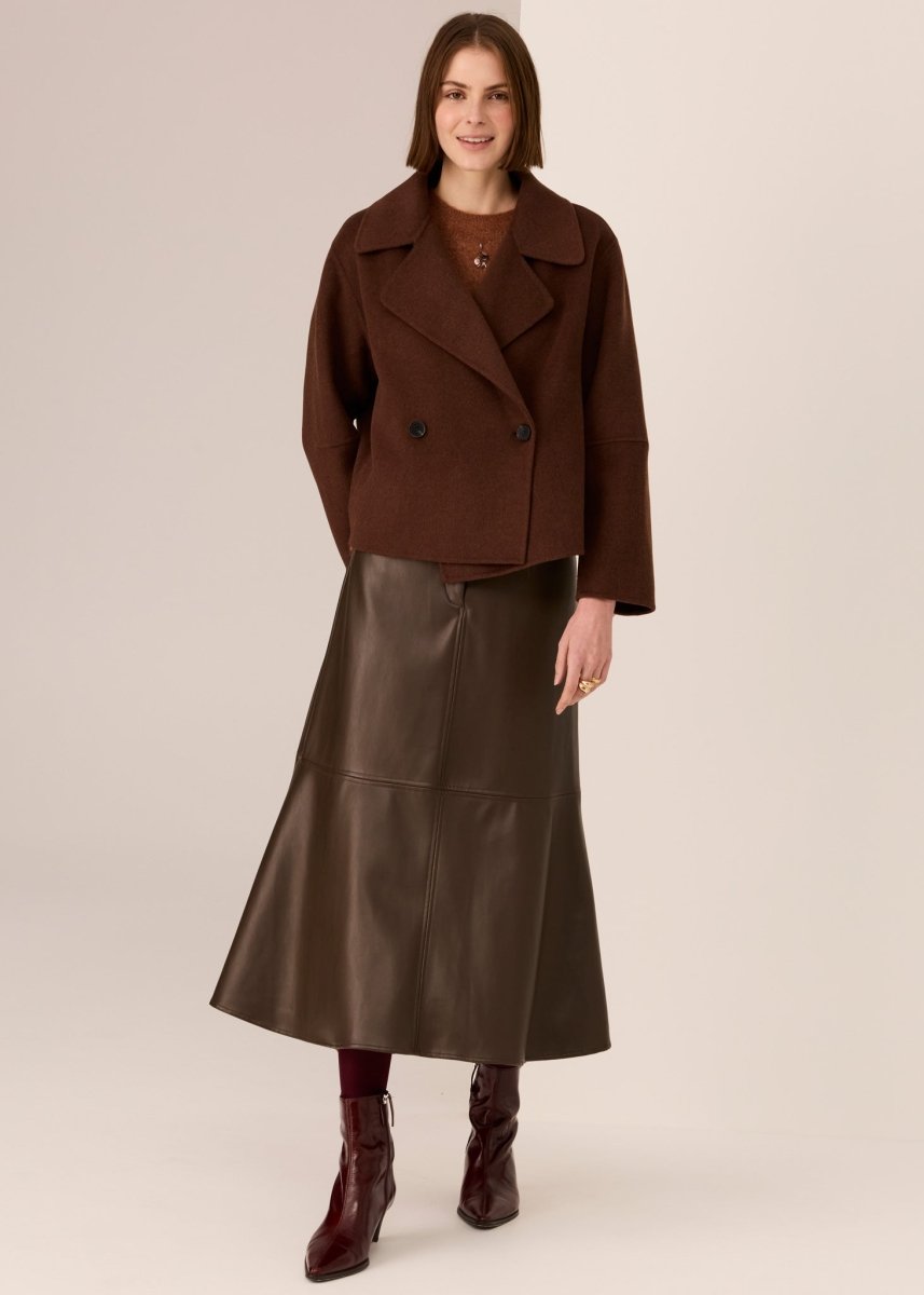 Cohen Cropped Wool Coat - Walnut POL