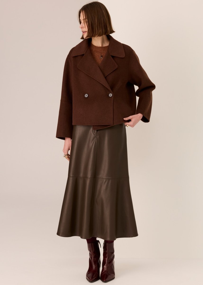 Cohen Cropped Wool Coat - Walnut POL