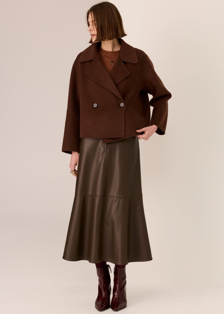 Cohen Cropped Wool Coat - Walnut POL