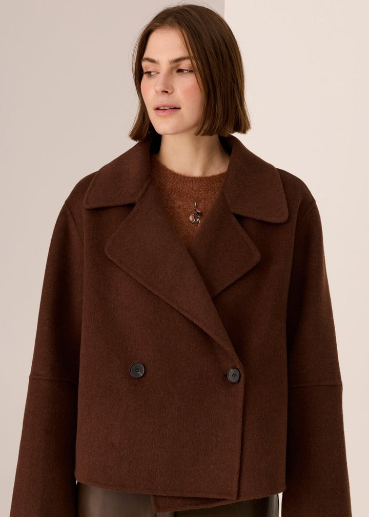 Cohen Cropped Wool Coat - Walnut POL