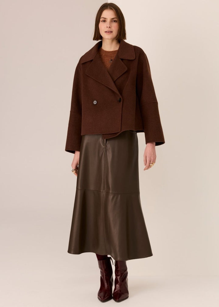 Cohen Cropped Wool Coat - Walnut POL