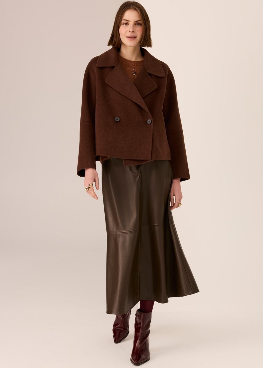 Cohen Cropped Wool Coat - Walnut POL