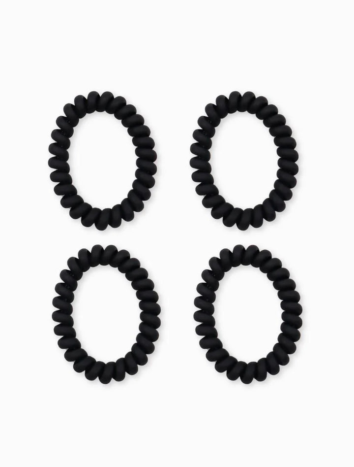 Spiral Hair Tie Pack of 4 - multiple colors hair accessories zjoosh black  