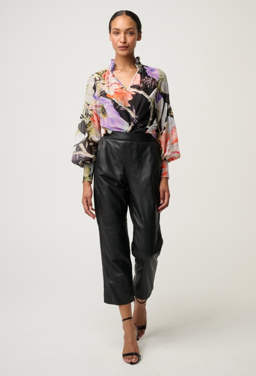 Colette Cotton Silk Shirred Collar Blouse in Tangled Blossom Blouse Once Was