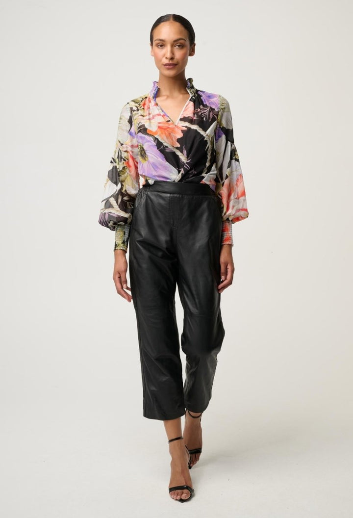 Colette Cotton Silk Shirred Collar Blouse in Tangled Blossom Blouse Once Was