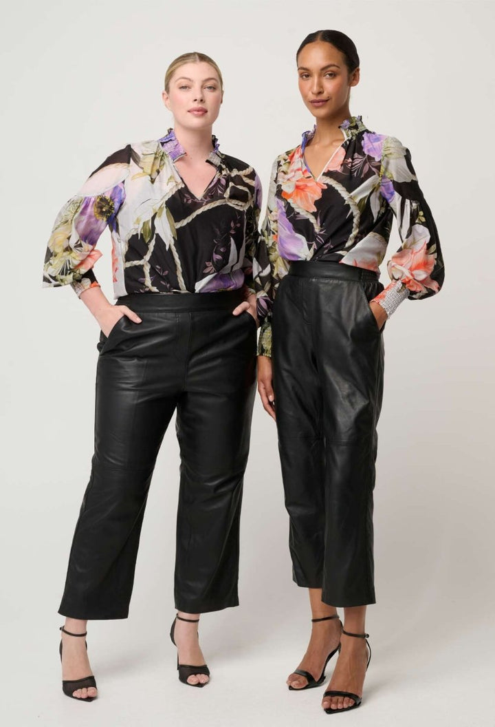 Colette Cotton Silk Shirred Collar Blouse in Tangled Blossom Blouse Once Was