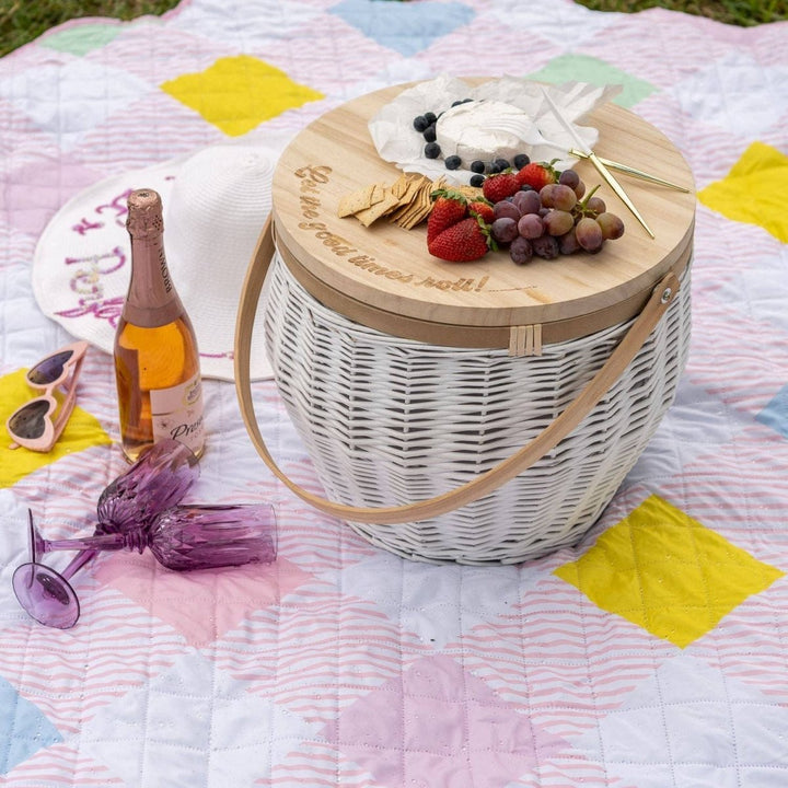 Coloured Wicker Insulated Picnic Basket home Oh It's Perfect White