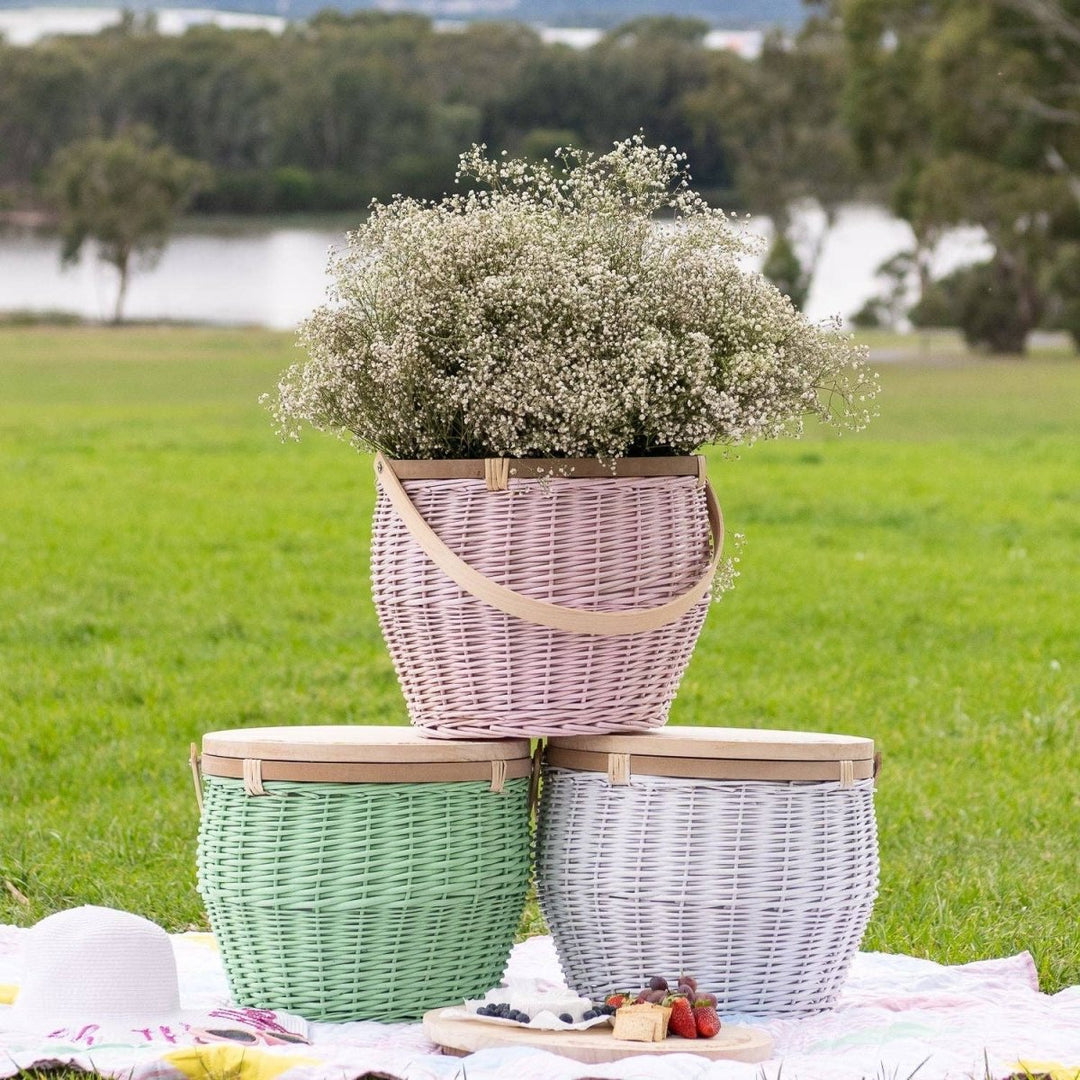 Coloured Wicker Insulated Picnic Basket home Oh It's Perfect Pink