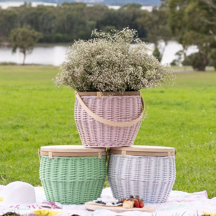 Coloured Wicker Insulated Picnic Basket home Oh It's Perfect Pink