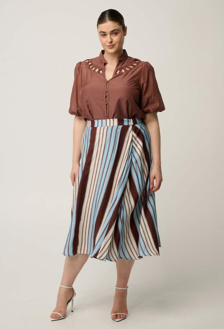 Coralie Cotton Silk Smock Blouse in Garnet blouse Once Was
