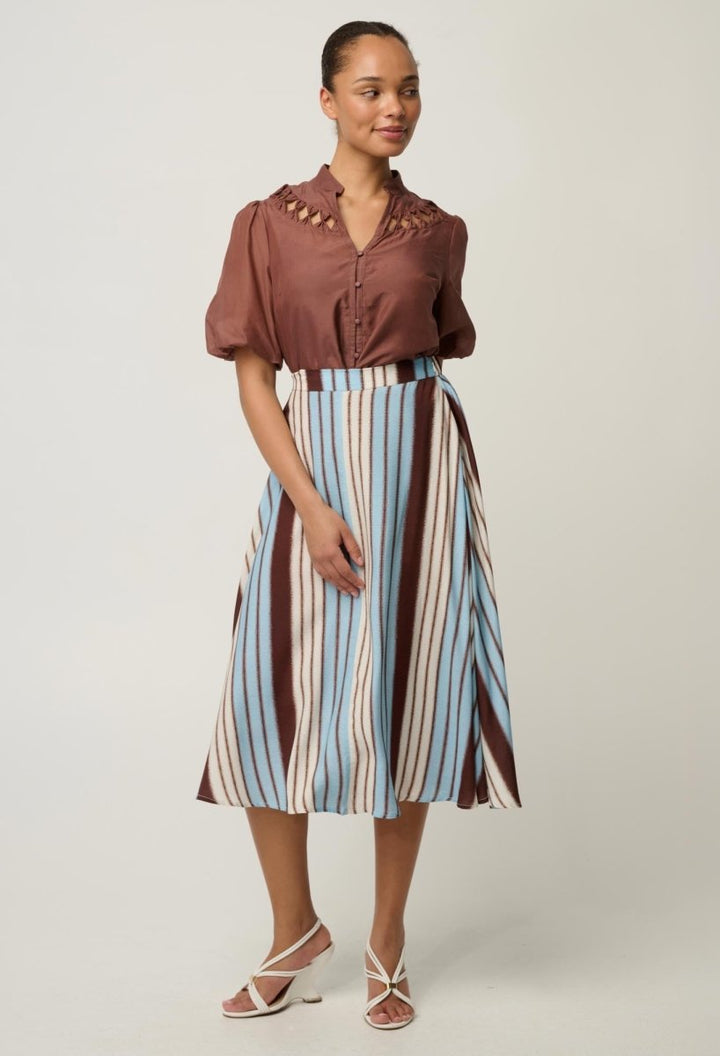Coralie Cotton Silk Smock Blouse in Garnet blouse Once Was