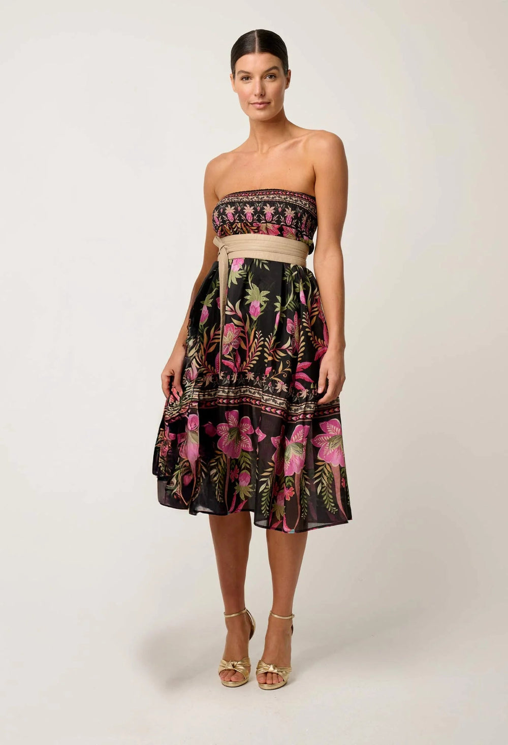 Cordelia Shirred Silk Cotton Skirt in Anthos Lótos skirt Once Was