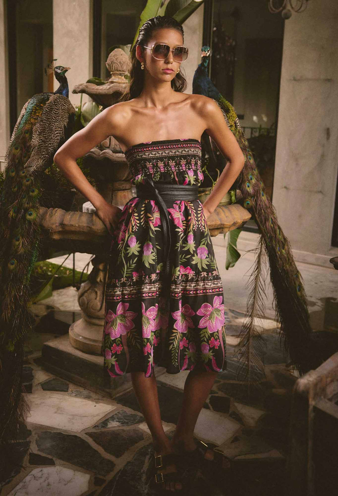 Cordelia Shirred Silk Cotton Skirt in Anthos Lótos skirt Once Was