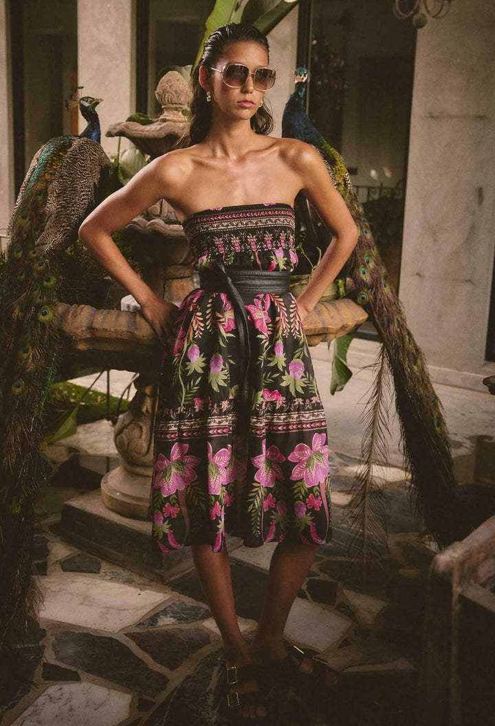 Cordelia Shirred Silk Cotton Skirt in Anthos Lótos skirt Once Was