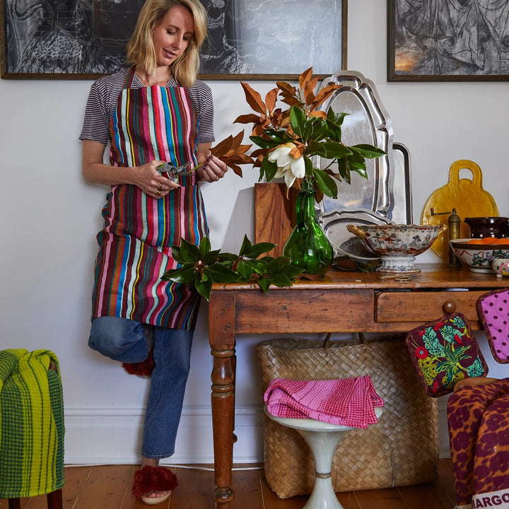 Corinne Linen Apron cushion Sage & Clare