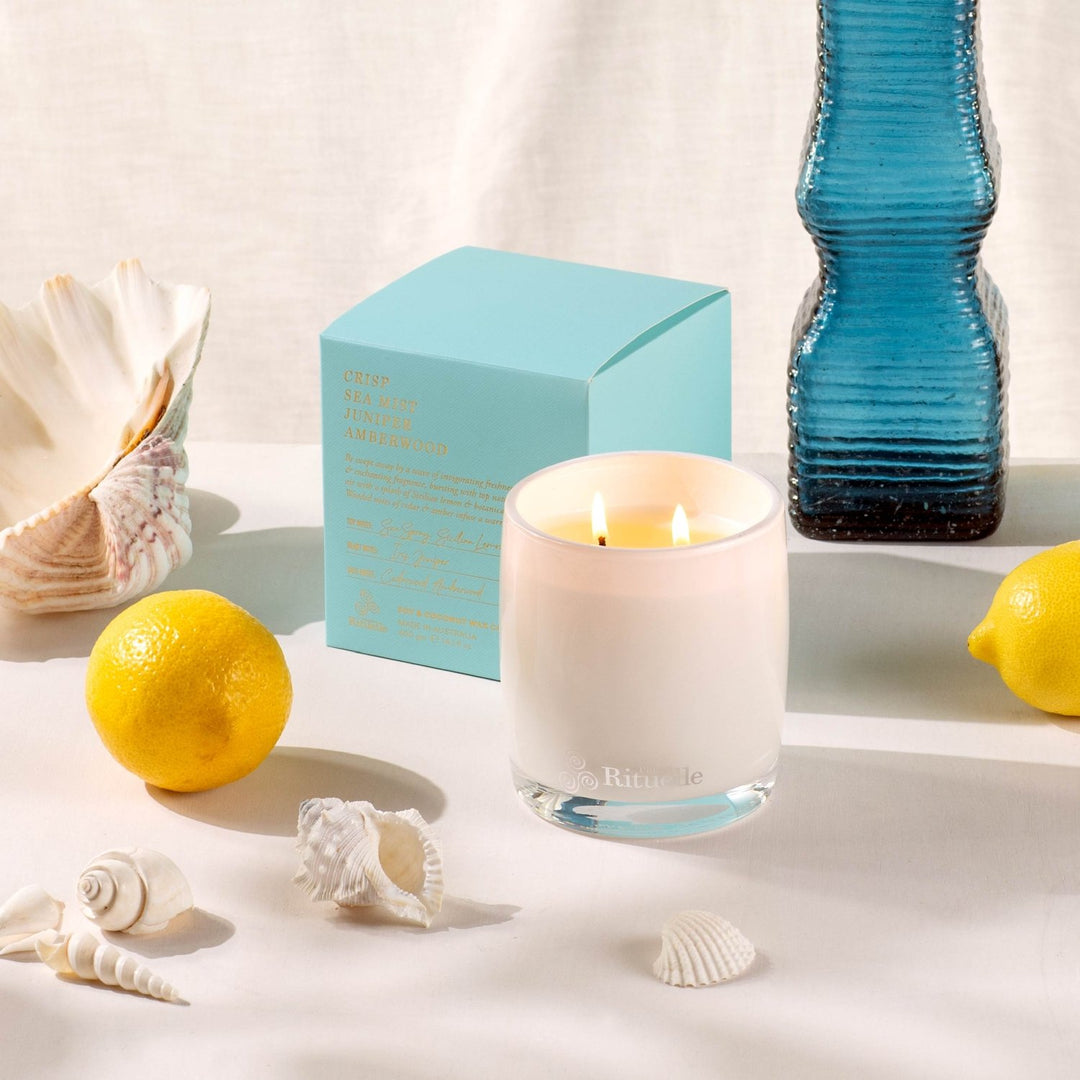 Crisp Sea Mist, Juniper, Amberwood<br>Scented Soy Candle | 400gm - Stanleyandstone
