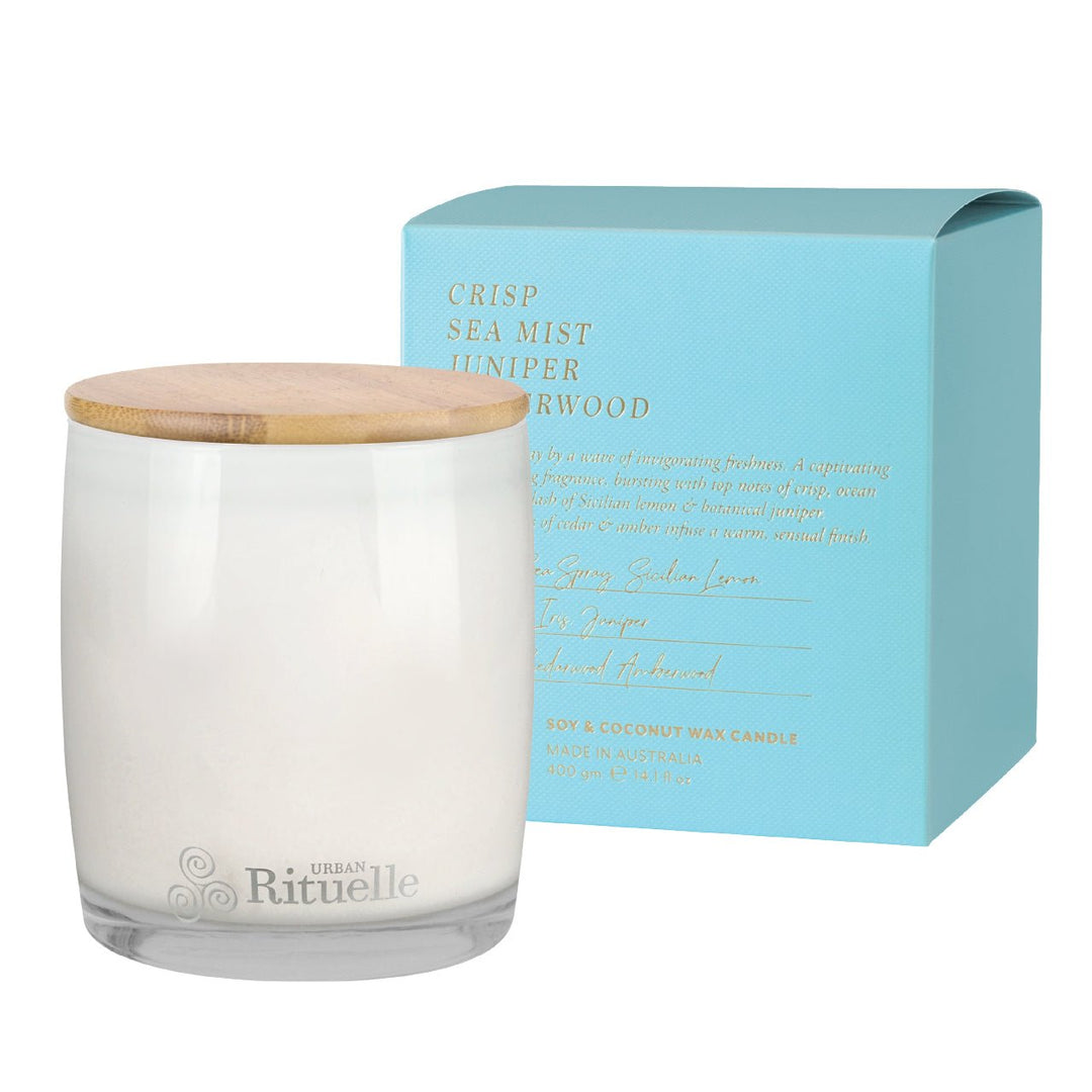 Crisp Sea Mist, Juniper, Amberwood<br>Scented Soy Candle | 400gm - Stanleyandstone