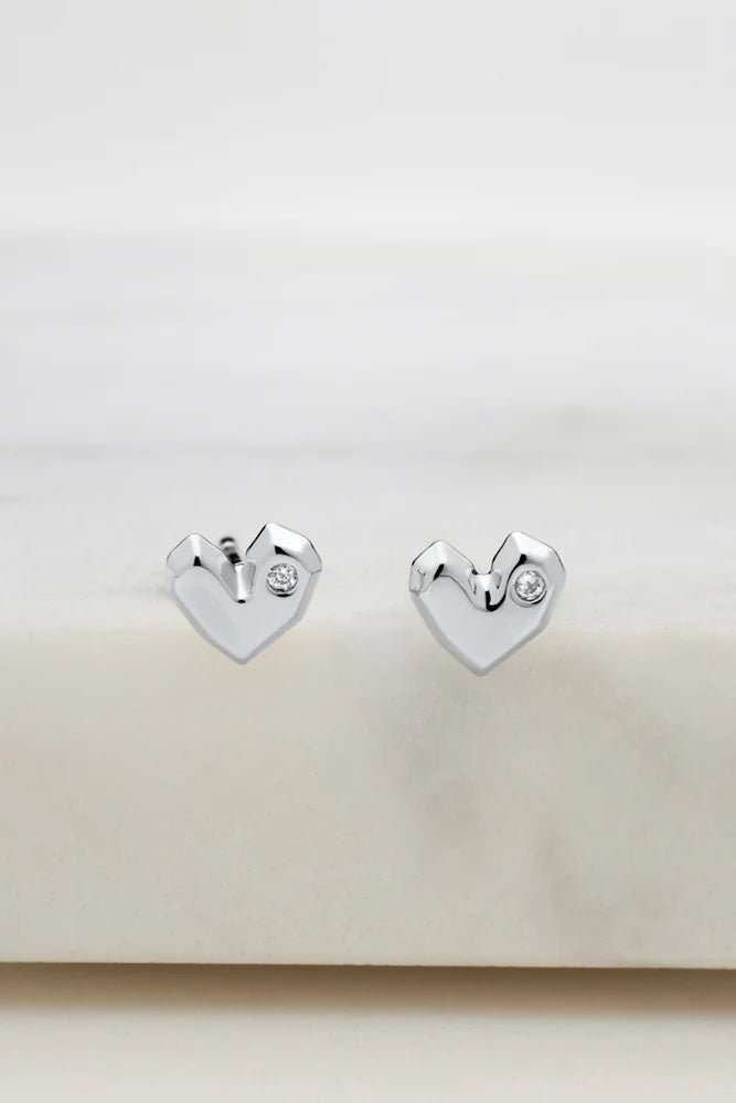 Crystal Heart Stud Earing - Silver earing Zafino Jewellery