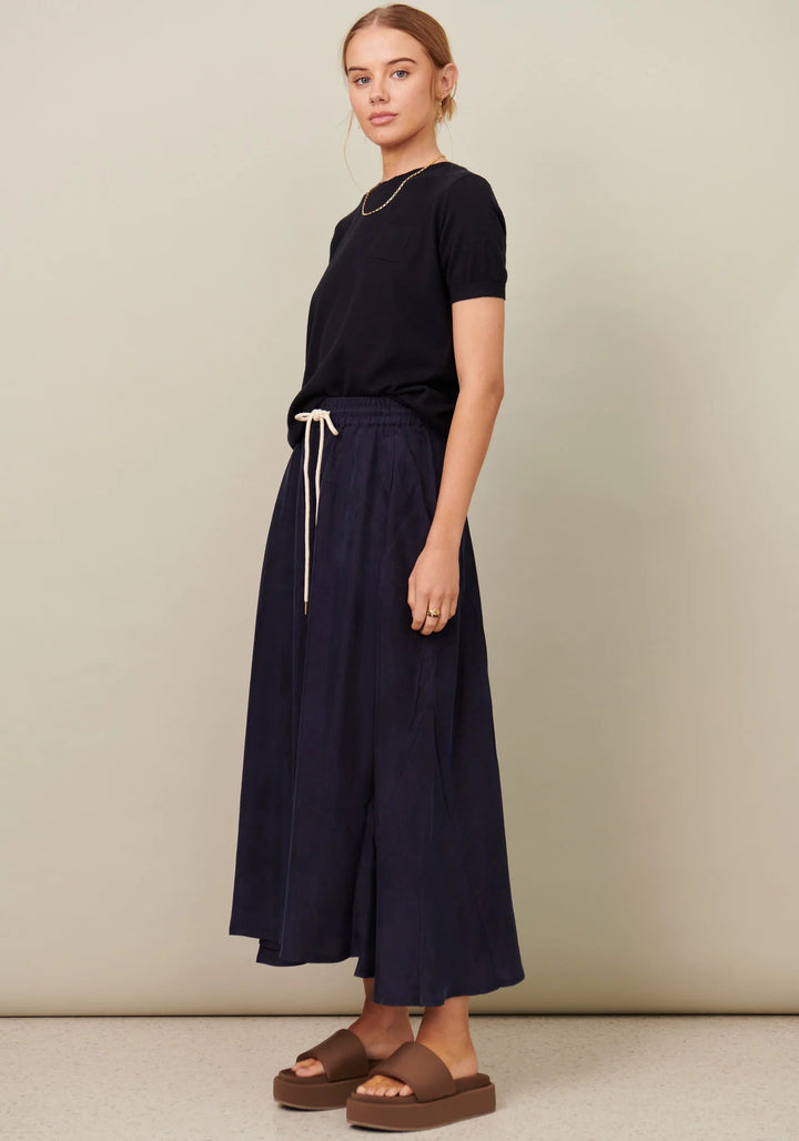 Cupro Drawcord Skirt - Ink Skirts POL