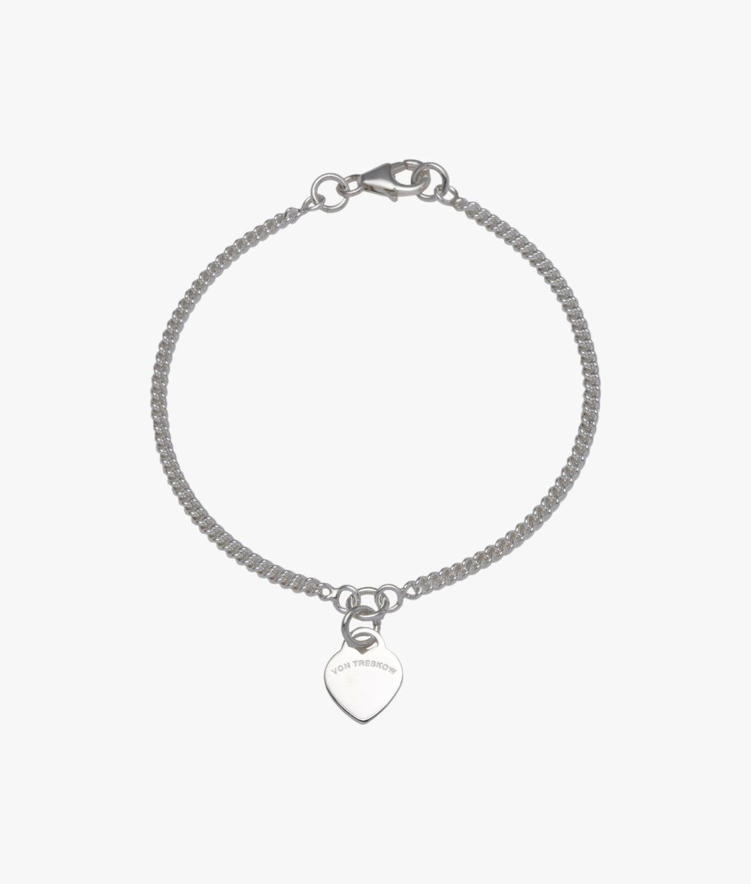 Curb Sterling SIlver bracelet with VT flat heart - Stanleyandstone