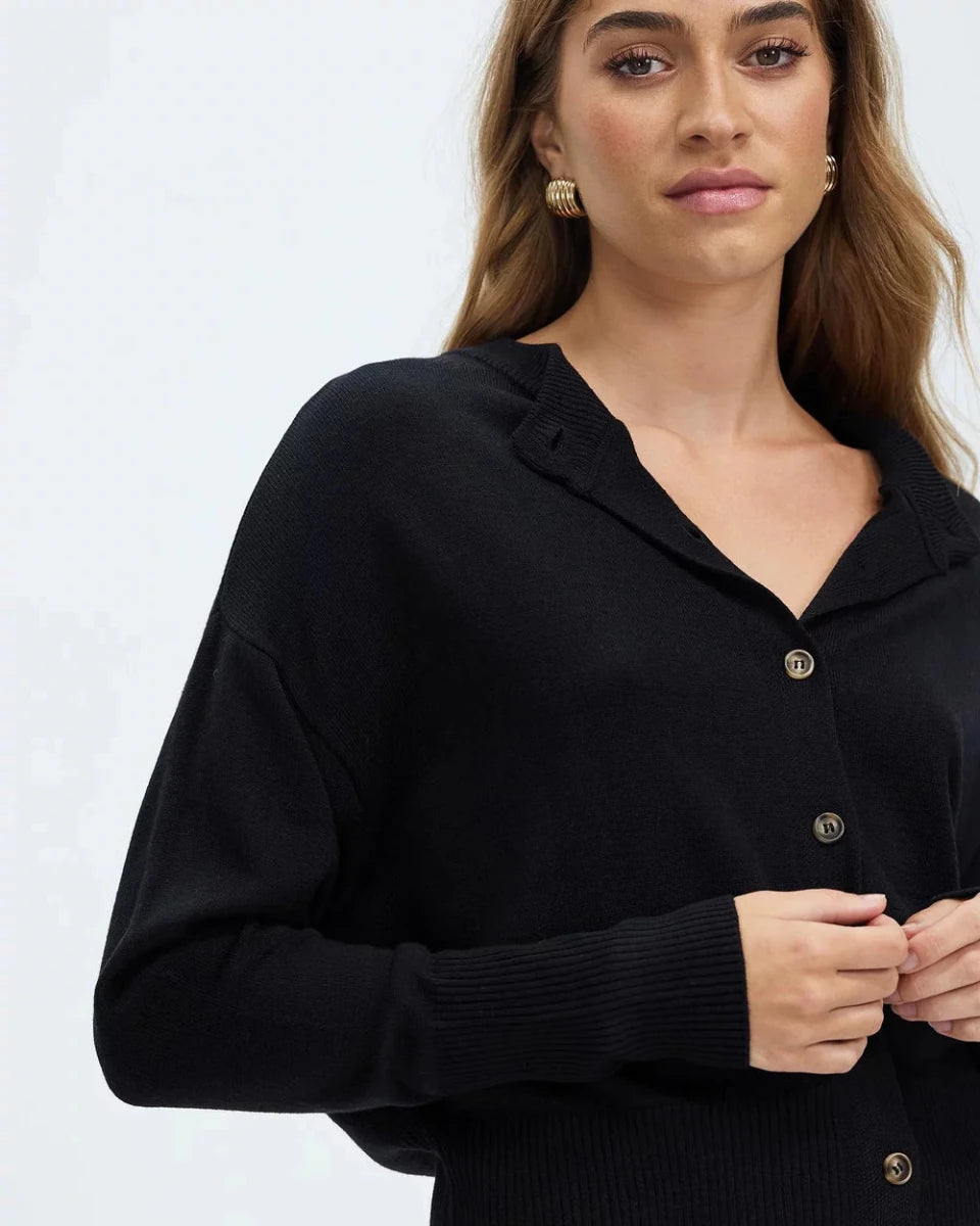 Dacey Cardigan - Black cardigan White by FTL